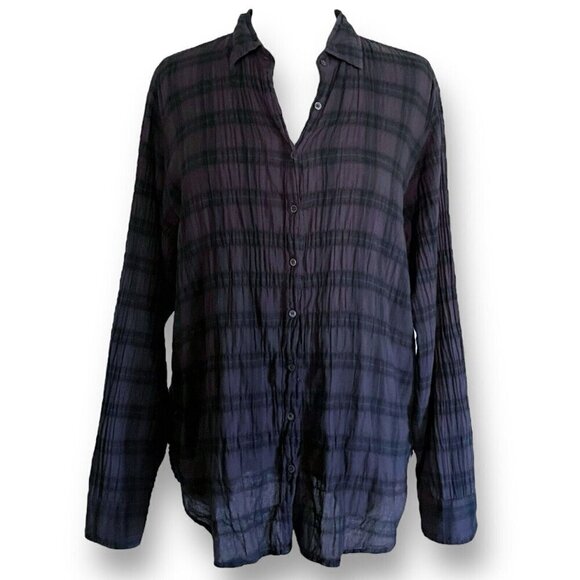 Xirena Womens Scout Shirt Sz Small Gray Plaid Textured Cotton Gauze Button Up - Picture 1 of 8